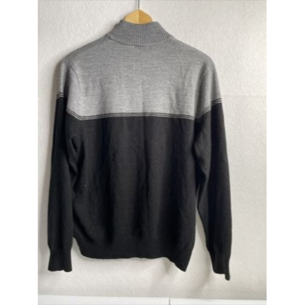 Dockers Colorblock 1/4 Zip Mock Neck Knit Sweater Large lightweight Long Sleeve